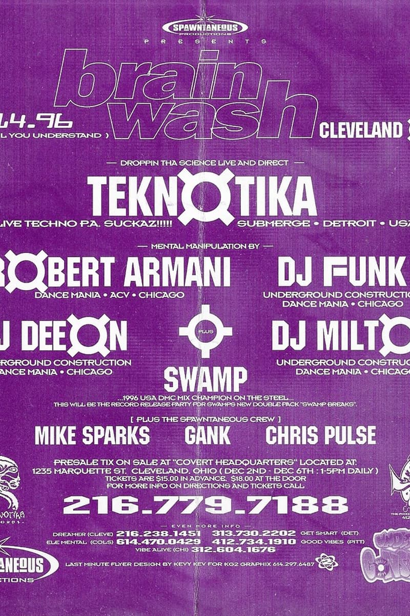 Chris Pulse, Gank, Teknotika, DJ Deeon, Swamp - at Covert Headquarters - Cleveland, OH - Dec 14, 1996