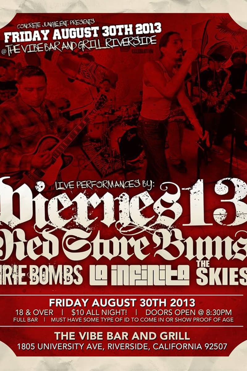 The Skies, La Infinita, Viernes 13, Red Store Bums, Irie Bombs - at The Vibe Bar and Grill - Riverside, CA - Aug 30, 2013