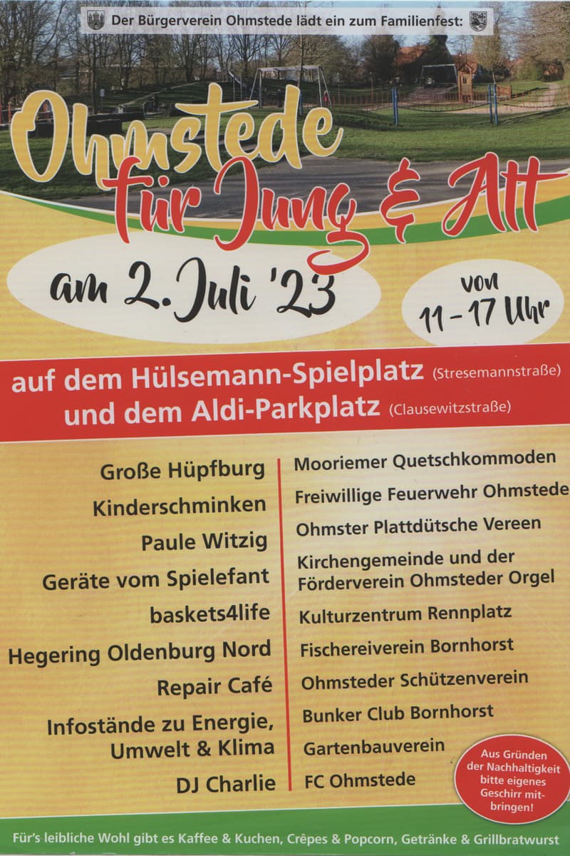 Paule Witzig, Mooriemer Quetschkommoden, DJ Charlie - at Hülsemann-Spielplatz und Aldi-Parkplatz - Oldenburg (Ohmstede) - Jul 2, 2023