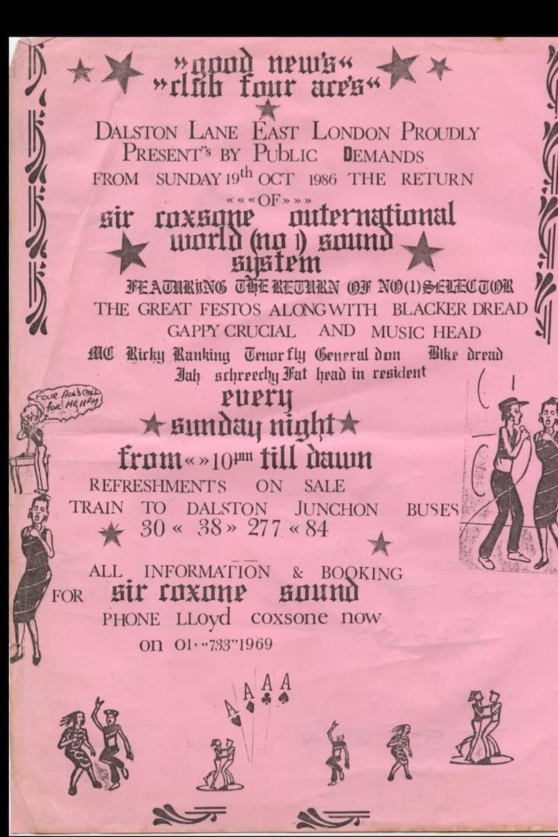 Tenor Fly, General Don, Gappy Crucial, Music Head, Jah Schreechy - at Club Four Aces - East London - Oct 19, 1986