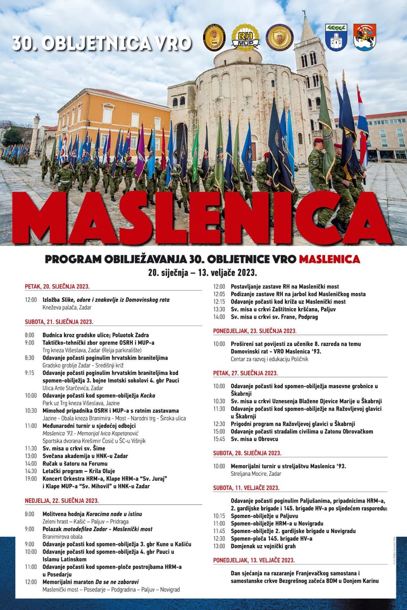 Klape MUP-a 'Sv. Mihovil', Klapa HRM-a 'Sv. Juraj', Orkestar HRM-a - at HNK Zadar / various locations - Zadar, Croatia - Jan 20, 2023
