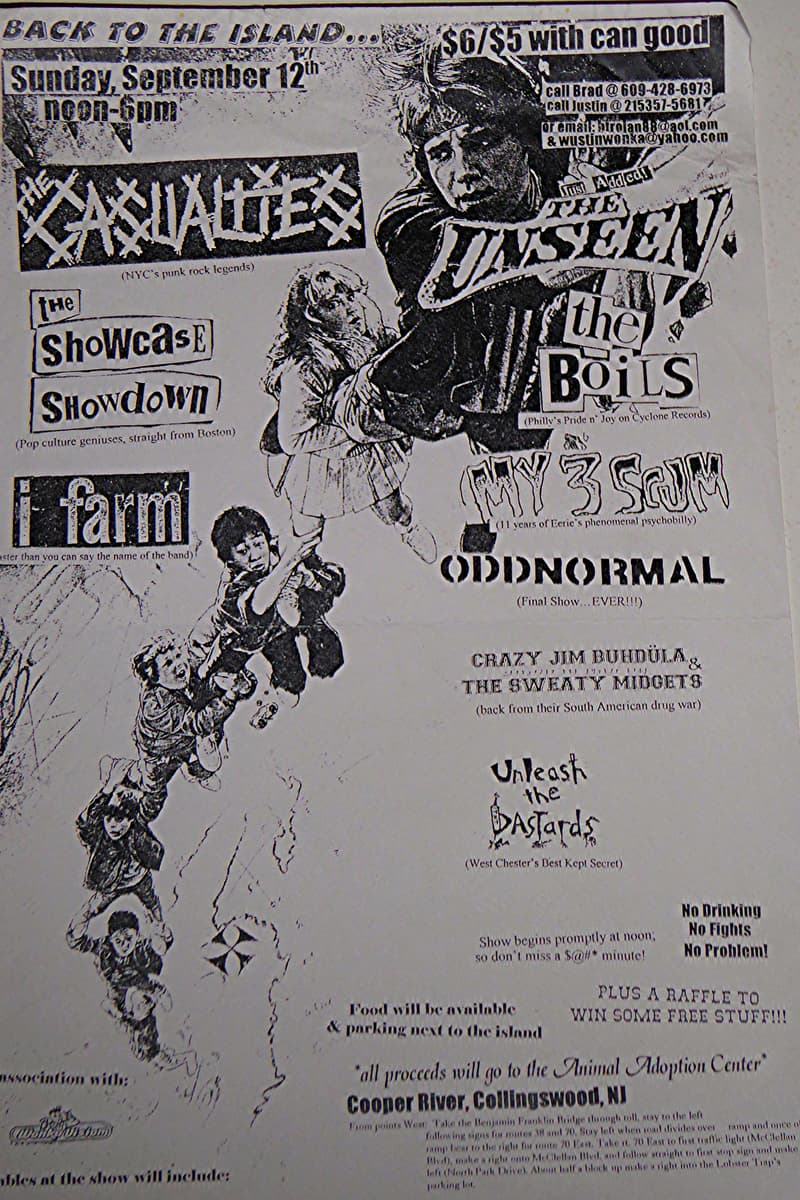 The Casualties, My 3 Scum, I Farm, Crazy Jim Buhdula & The Sweaty Midgets, Unleash the Bastards - at Cooper River Island - Collingswood, NJ - Sep 12, 1999