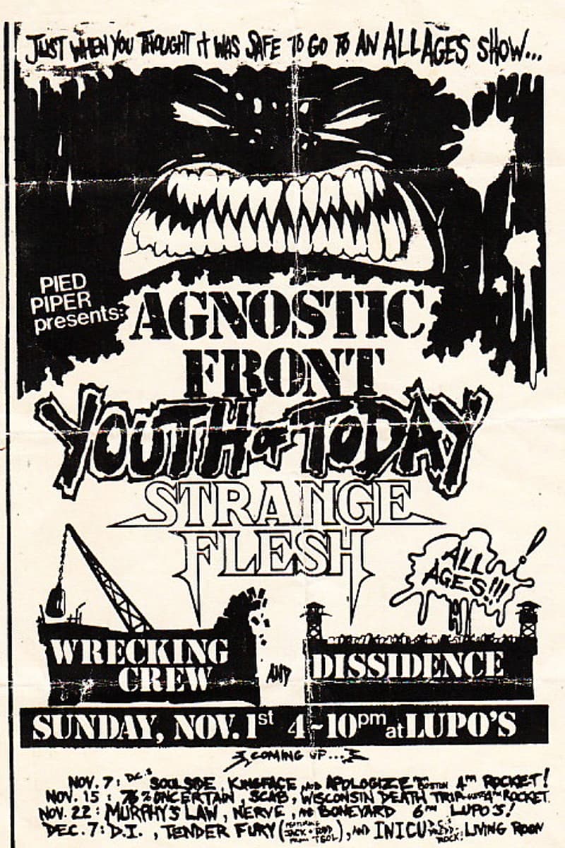 Strange Flesh, Dissidence, Tender Fury, King Face, Wisconsin Death Trip - at Lupo's - Providence, RI - Nov 1, 1987