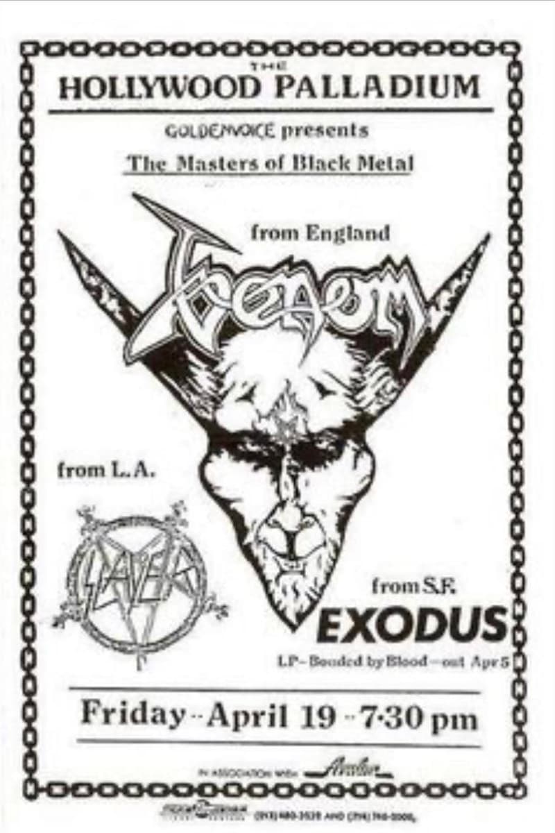 Exodus, Slayer, Venom - at The Hollywood Palladium - Hollywood, CA - Apr 19, 1985