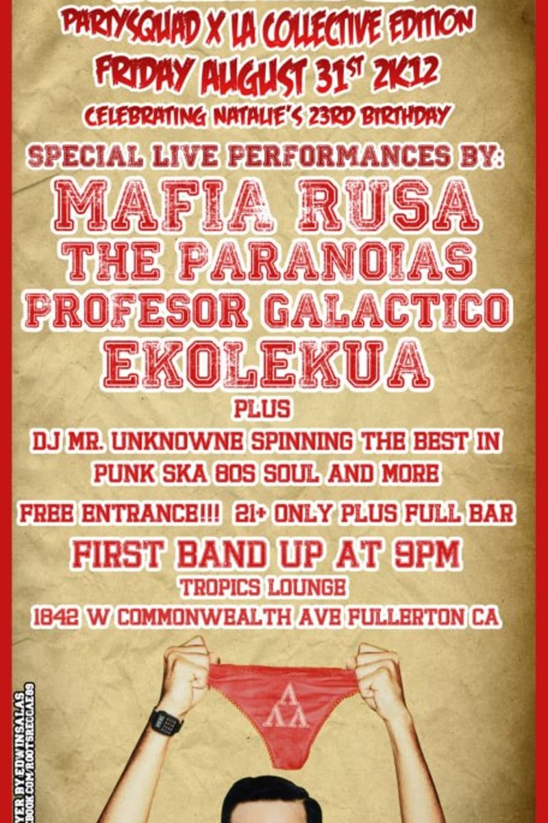 The Paranoias, DJ Mr. Unknowne, Mafia Rusa, Profesor Galactico, Ekolekua - at Tropics Lounge - Fullerton, CA - Aug 31, 2012