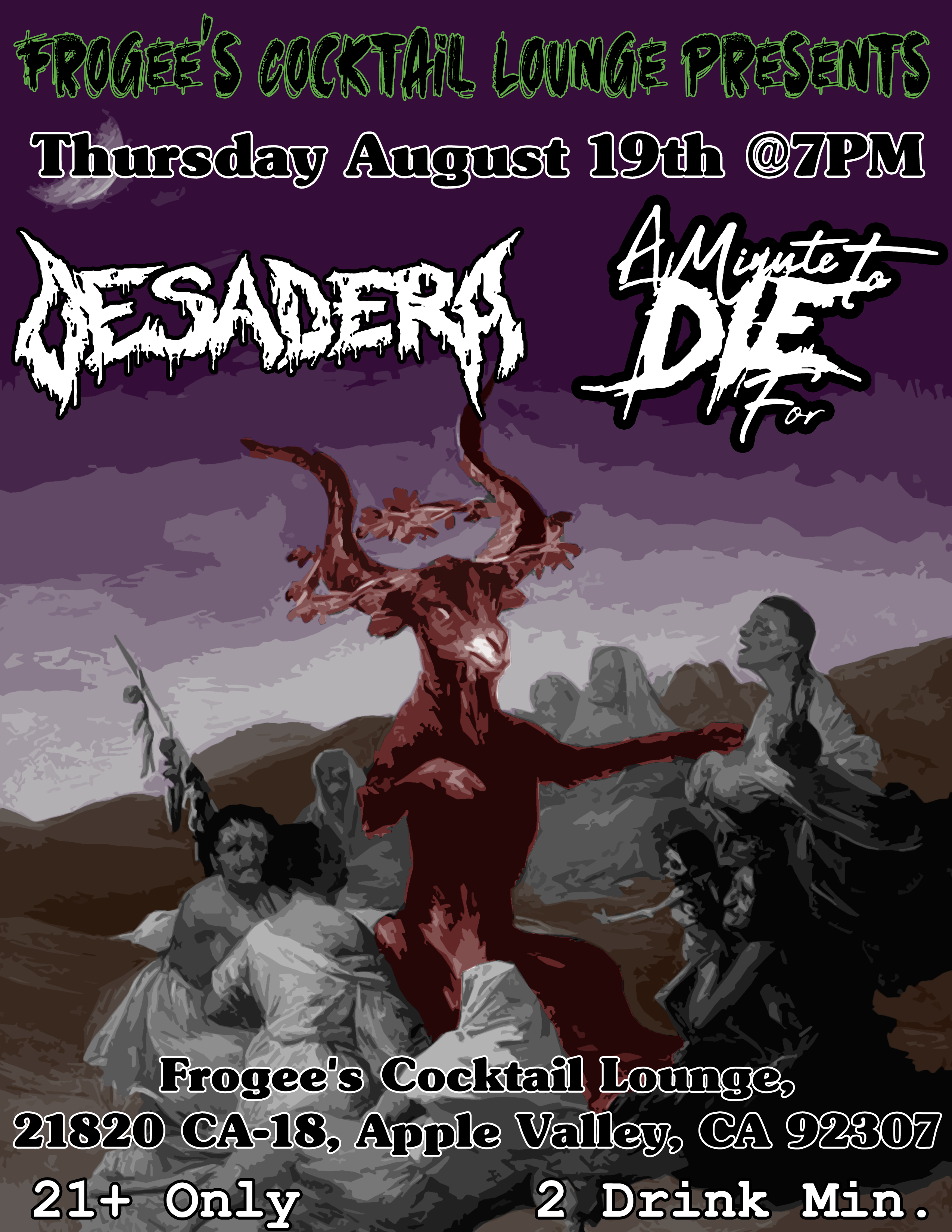 A Minute to Die For, Cesadera - at Frogee's Cocktail Lounge - Apple Valley, CA - Aug 19, 2021
