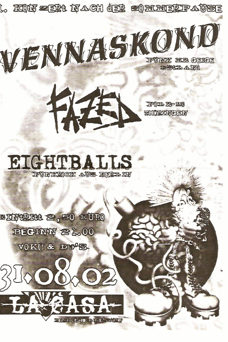 Vennaskond, Eightballs, Di. 22.10. 20:00 Uhr / Ska + Punk Konzert, Vokü & DJ's, Vorschau - at La Casa - Berlin-Hellersdorf - Aug 31, 2002