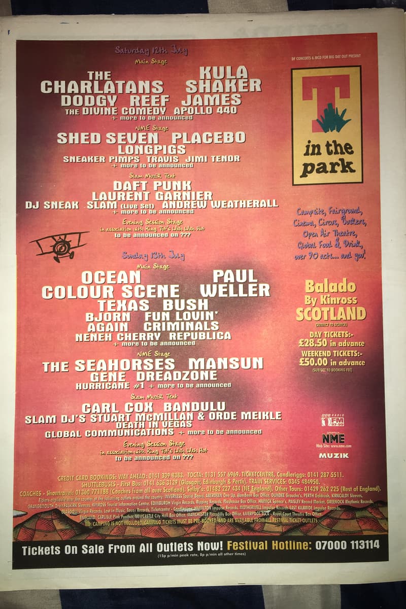 Travis, Laurent Garnier, Hurricane #1, Death in Vegas, The Charlatans - Kinross, Scotland - Jul 12, 1997