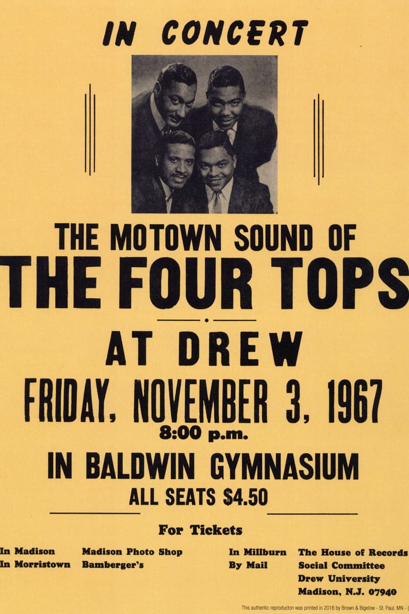 The Four Tops - at Baldwin Gymnasium, Drew University - Madison, NJ - Nov 3, 1967