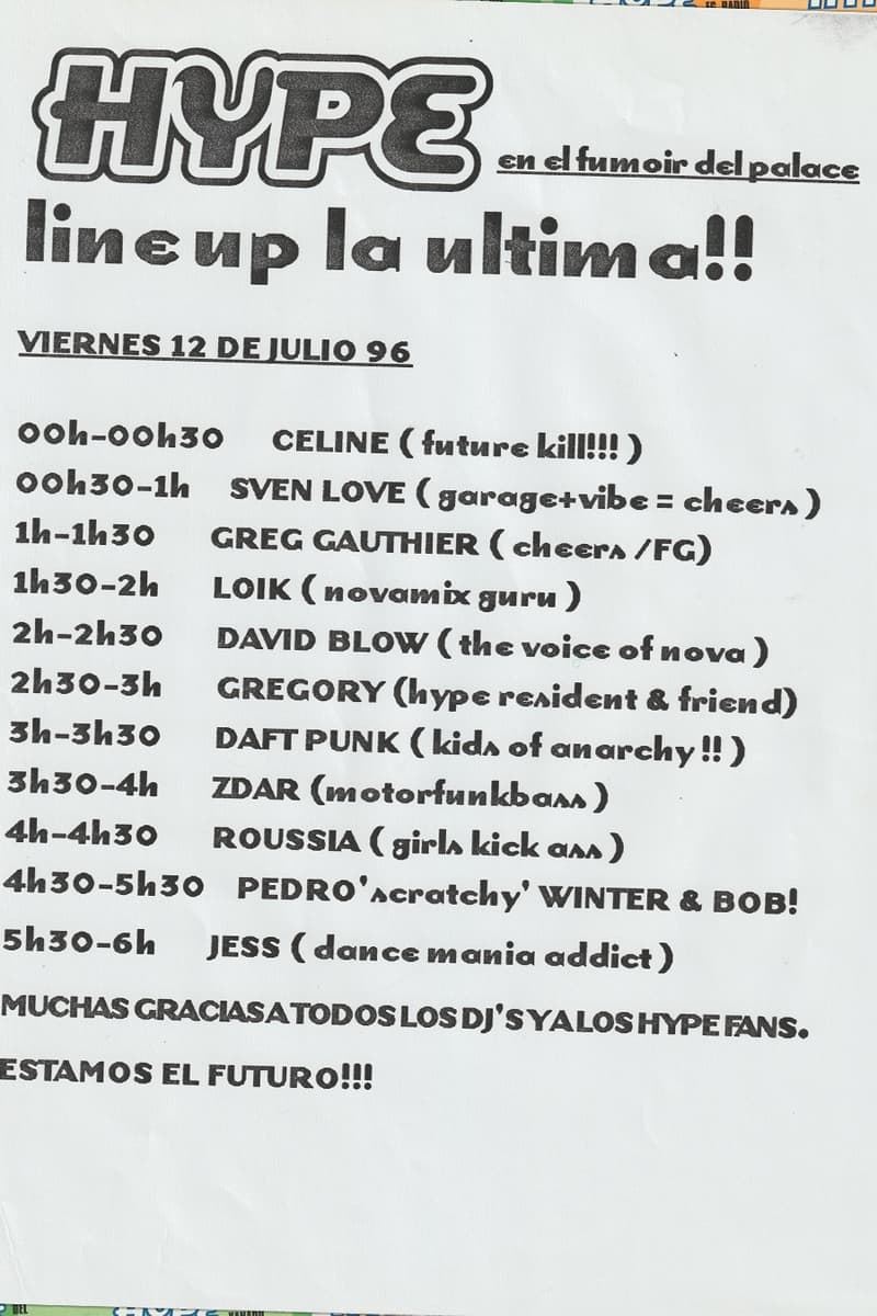 Sven Love, Zdar, CELINE, Daft Punk, DAVID BLOW - at El Fumoir del Palace - Jul 12, 1996