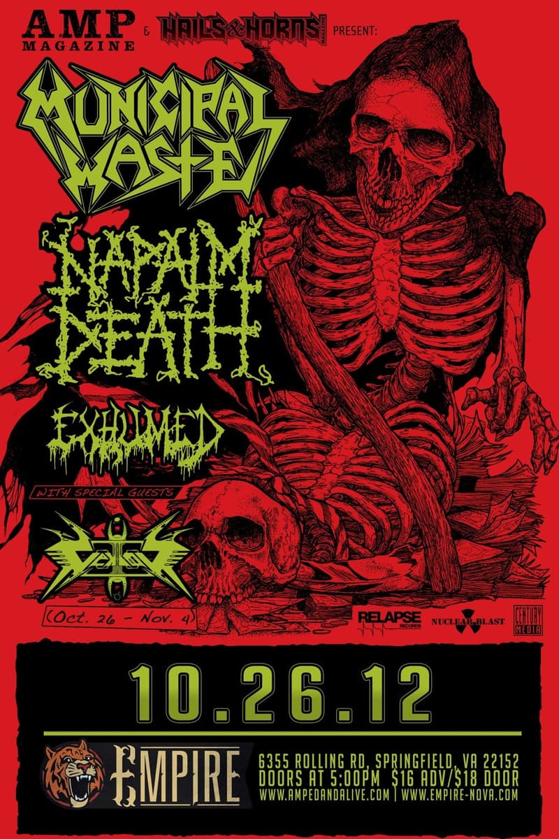 Vektor, Municipal Waste, Exhumed, Napalm Death - at Empire - Springfield, VA - Oct 26, 2012