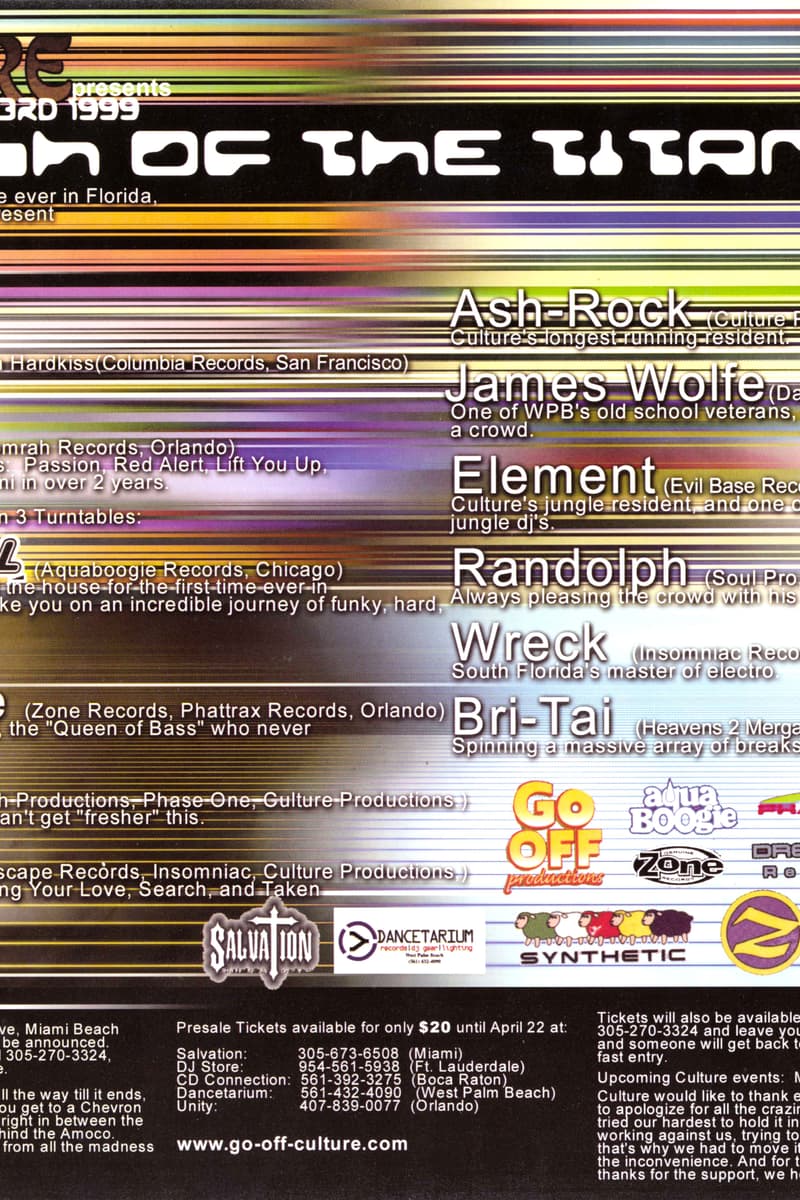 James Wolfe, Baby Anne, ELEMENT, K5, Ash-Rock - at Salvation - Miami Beach, FL - Apr 23, 1999