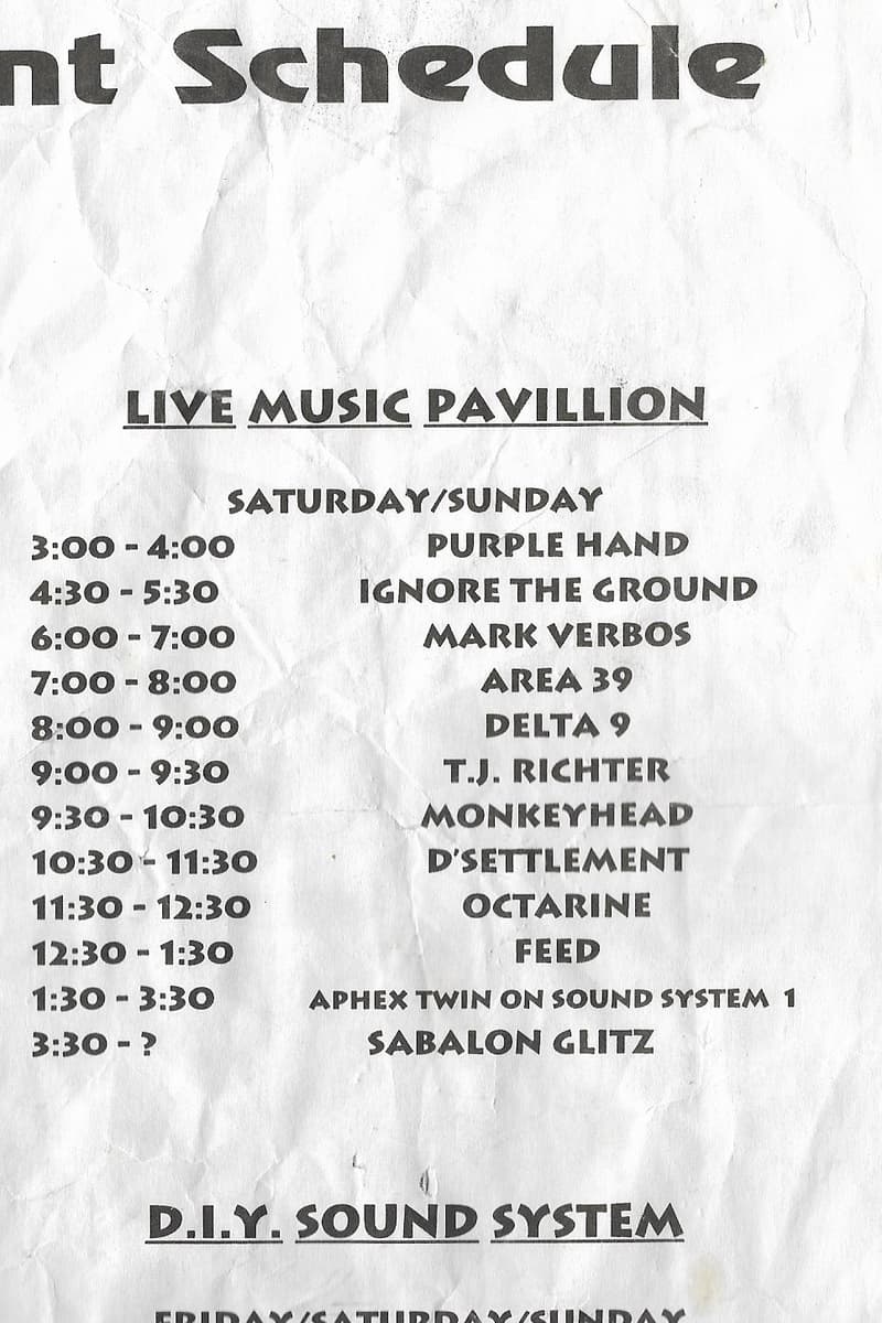 Delta 9, Aphex Twin, Monkeyhead, Ignore The Ground, Sabalon Glitz - at Live Music Pavillion