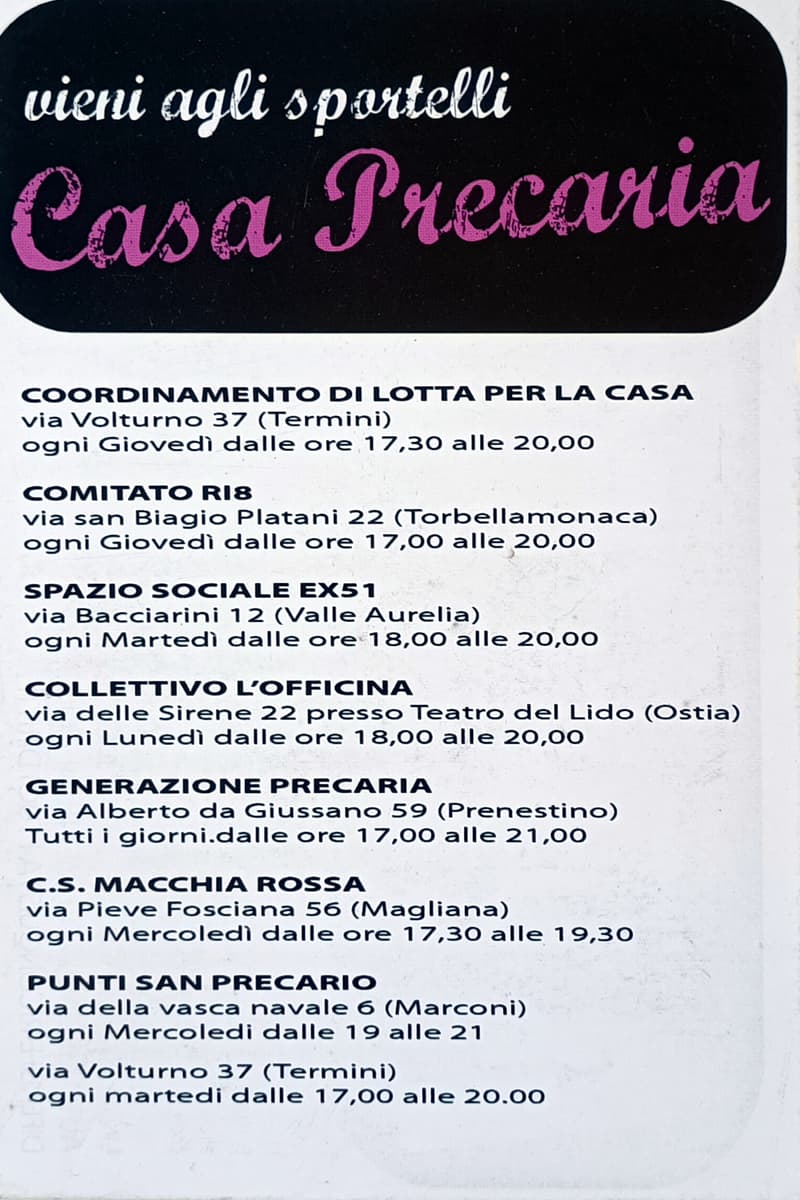 at Casa Precaria - Roma