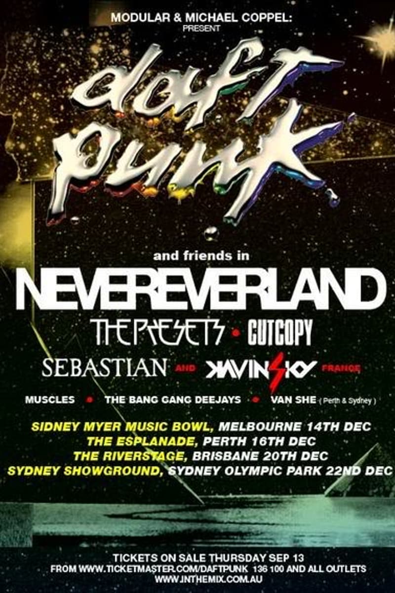 kavinsky, Muscles, Daft Punk, The Presets, The Bang Gang Deejays - at Multiple venues - Sidney Myer Music Bowl / The Esplanade / The Riverstage / Sydney Showground - Melbourne / Perth / Brisbane / Sydney