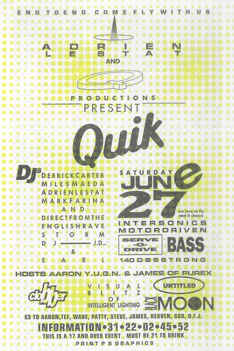Mark Farina, Adrien Lestat, Miles Maeda, Earl, Quik - at Intersonics Motordriven - Jun 27, 1992