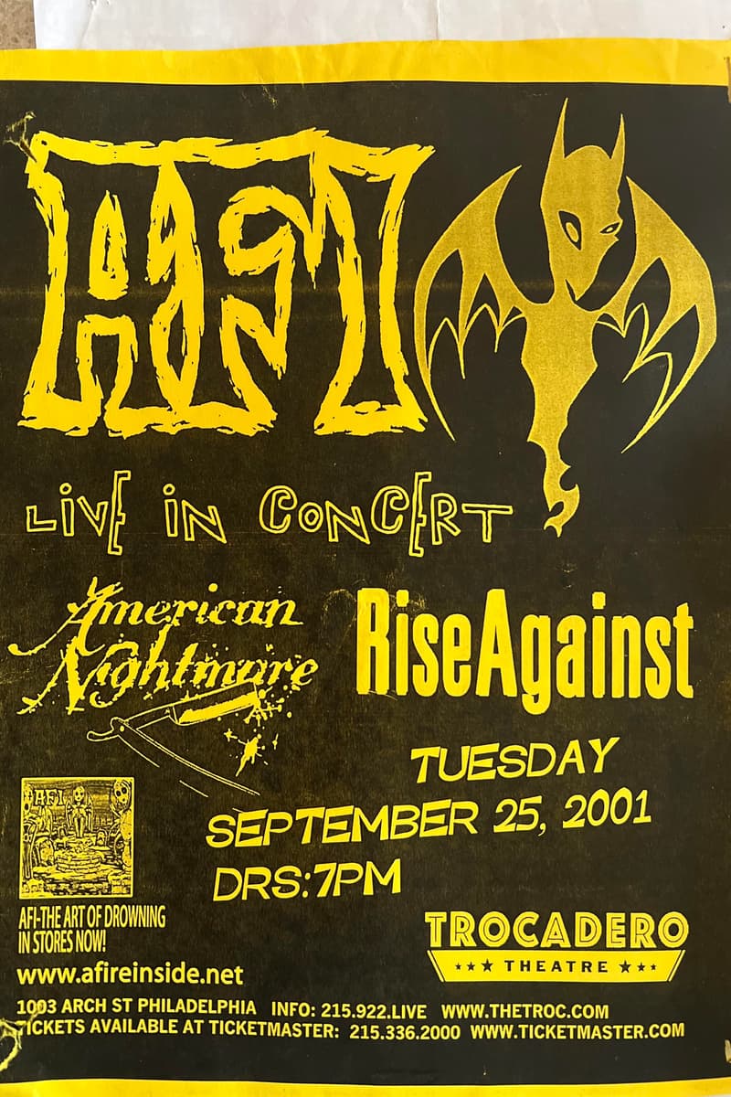 American Nightmare, Rise Against, AFI - at Trocadero Theatre - Philadelphia, PA - Sep 25, 2001