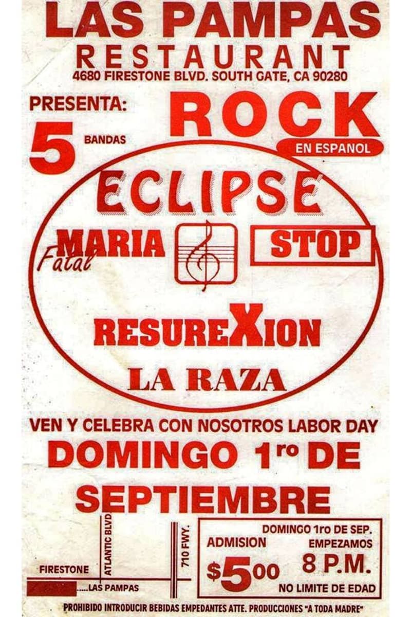 Maria Fatal, Stop, ResureXion, La Raza, Eclipse - at Las Pampas Restaurant - South Gate, CA - Sep 1, 1985