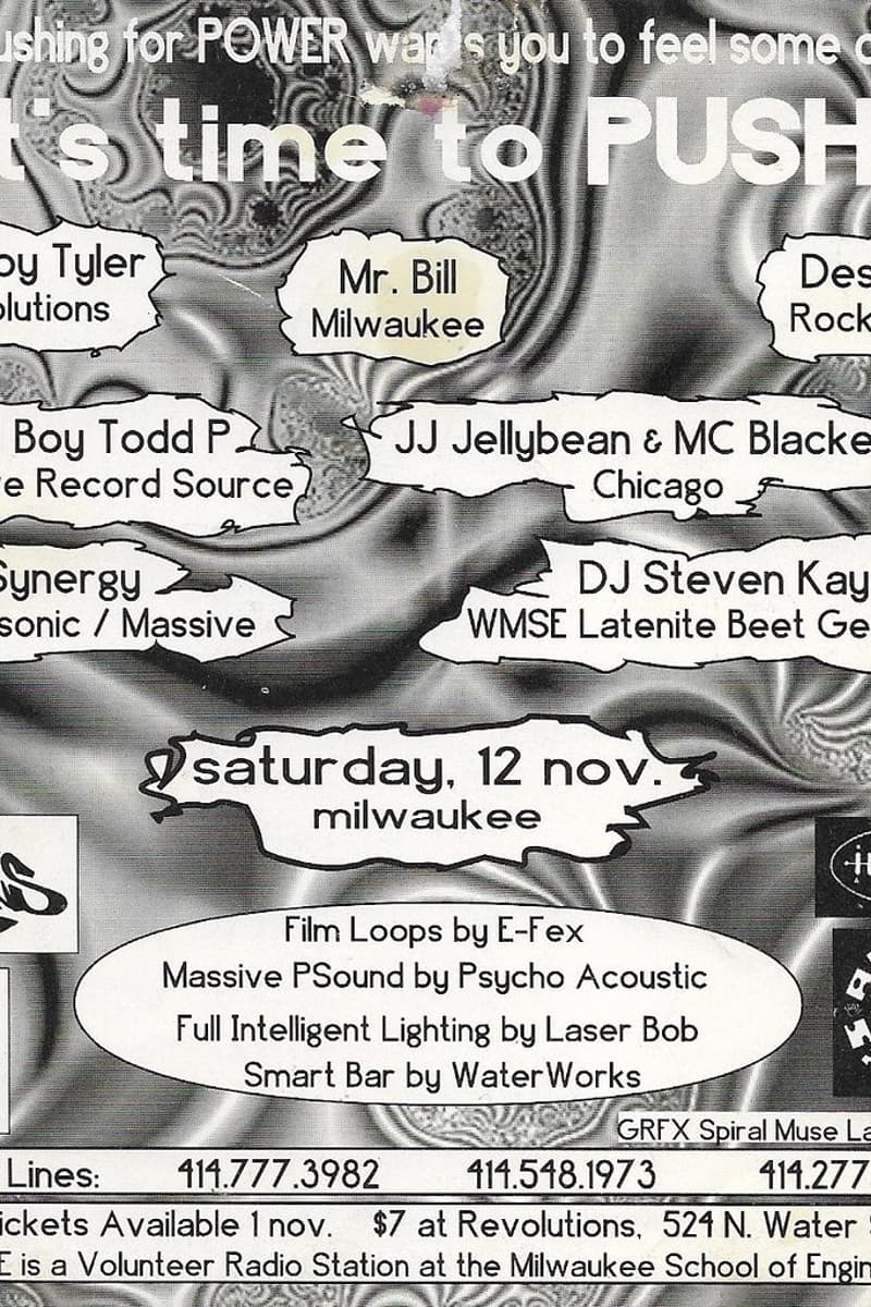 JJ Jellybean & MC Blackeye, DJ Steven Kaye, Destro, Acid Boy Todd P, Synergy - at Revolutions - Milwaukee, WI - Nov 12, 1994