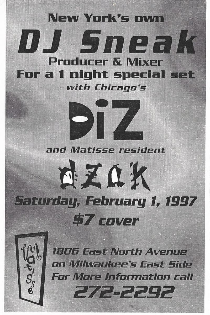 Dzak, Diz, DJ Sneak - at Matisse - Milwaukee, WI - Feb 1, 1997