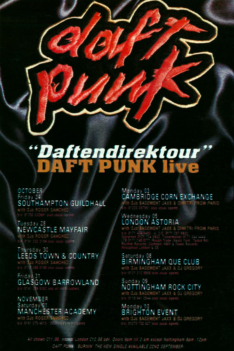 DJ Gregory, Basement Jaxx, Dimitri From Paris, Roger Sanchez, Daft Punk - at Multiple venues (tour flyer) - Multiple cities (UK tour)