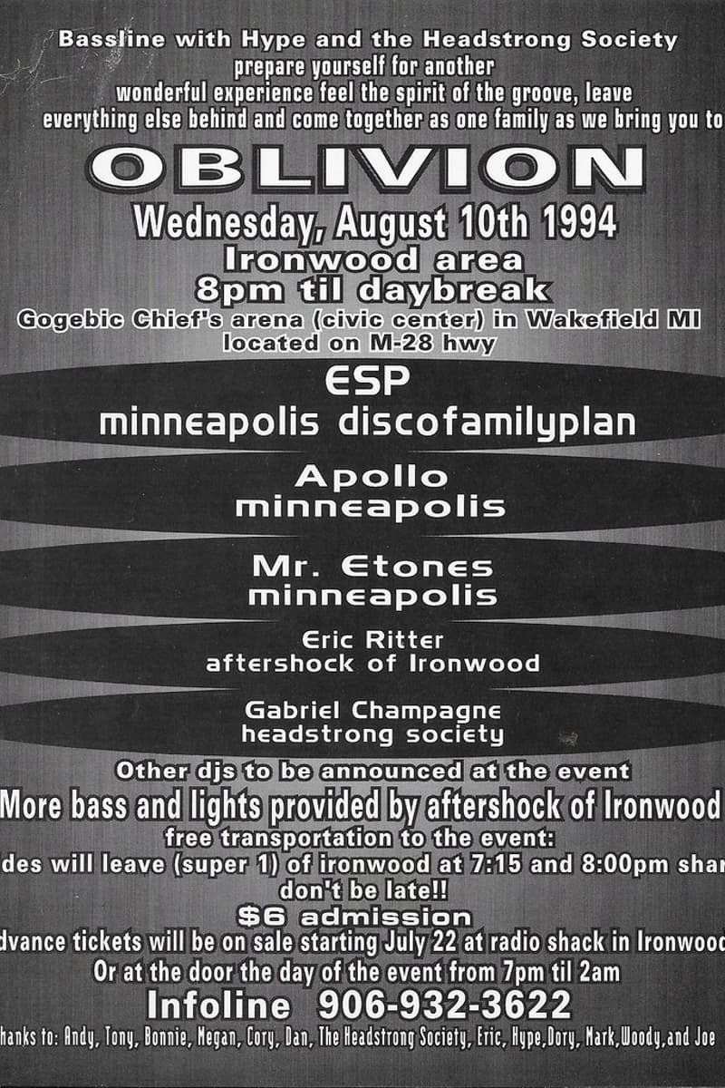 ESP, Mr. Etones, Eric Ritter, Apollo, Gabriel Champagne - at Gogebic Chief's Arena (Civic Center) - Wakefield, MI - Aug 10, 1994