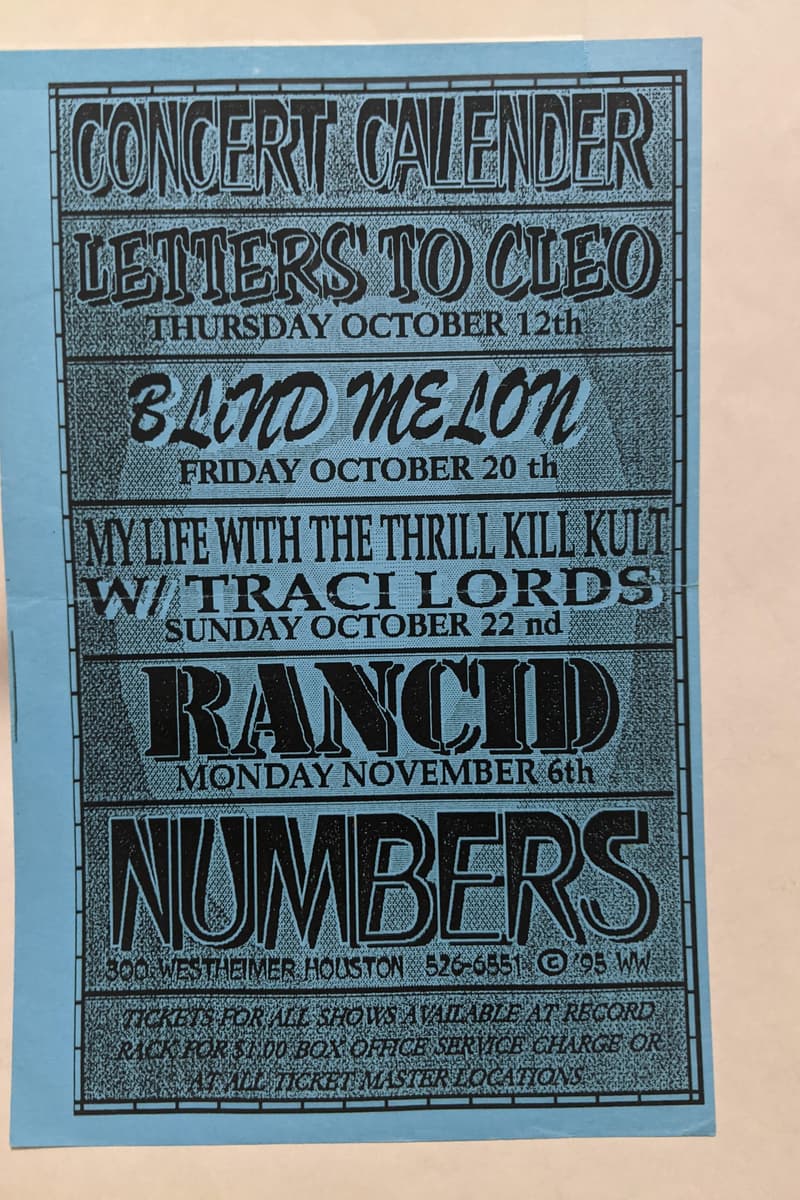 Blind Melon, My Life with the Thrill Kill Kult, Rancid, Letters to Cleo, Traci Lords - at Numbers - Houston, TX
