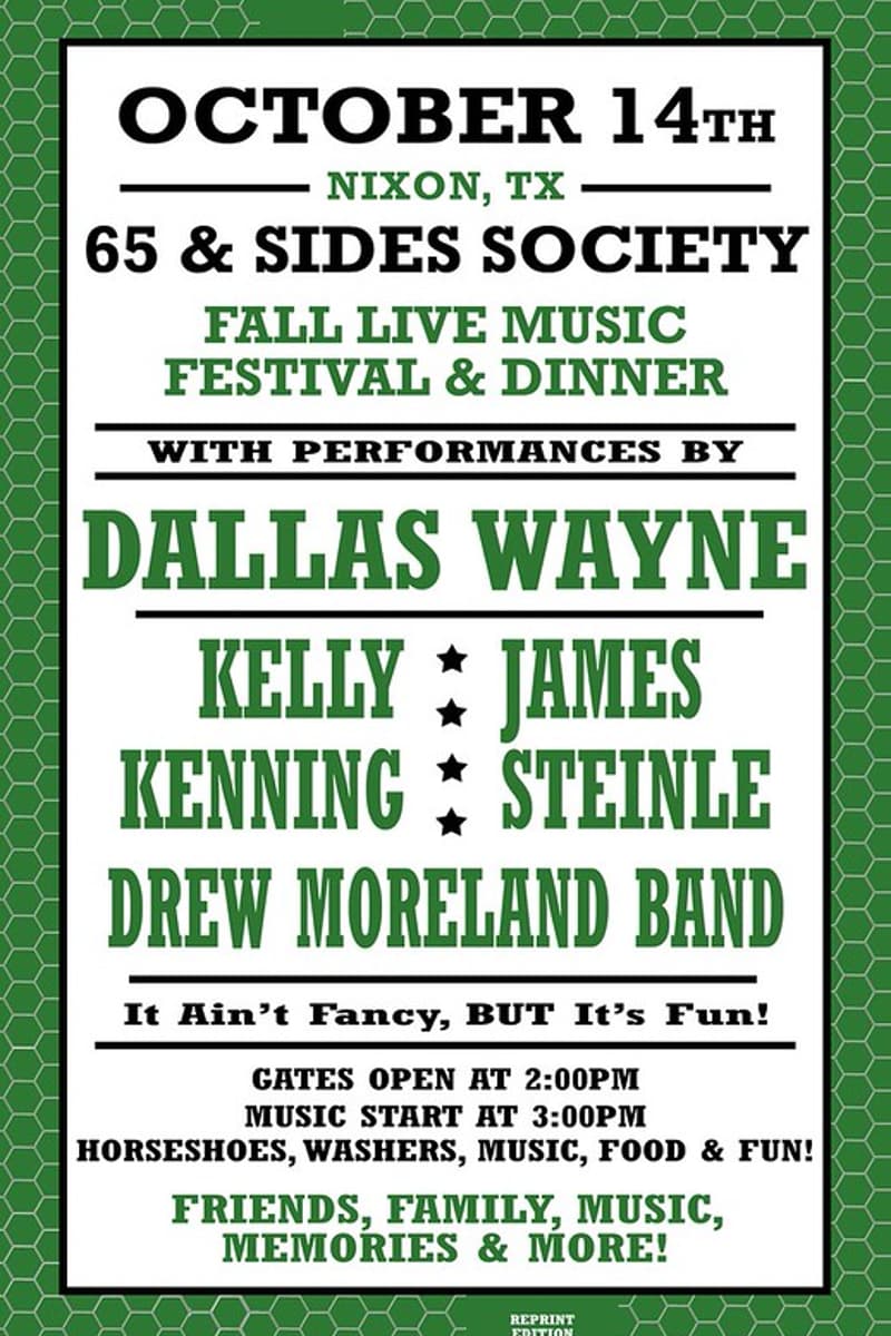 James Steinle, Drew Moreland Band, Kelly Kenning, Dallas Wayne - at 65 & Sides Society - Nixon, TX - Oct 14, 2018
