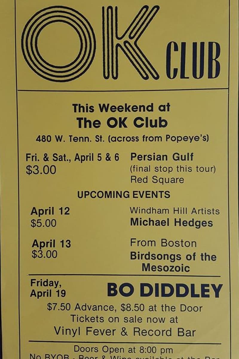 Bo Diddley, Michael Hedges, Red Square, Birdsongs of the Mesozoic, Persian Gulf - at The OK Club
