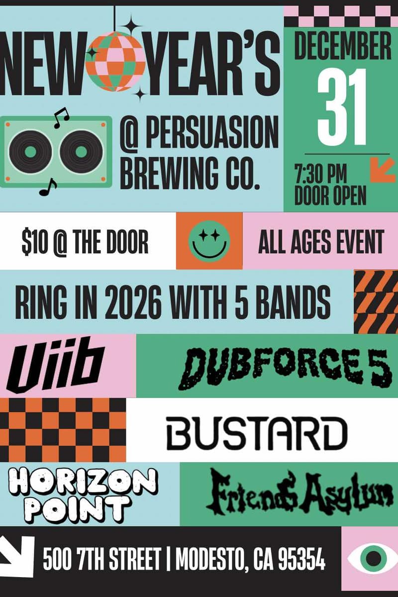 Viib, Dubforce5, Bustard, Friend Asylum, Horizon Point - at Persuasion Brewing Co. - Modesto, CA - Dec 31, 2025