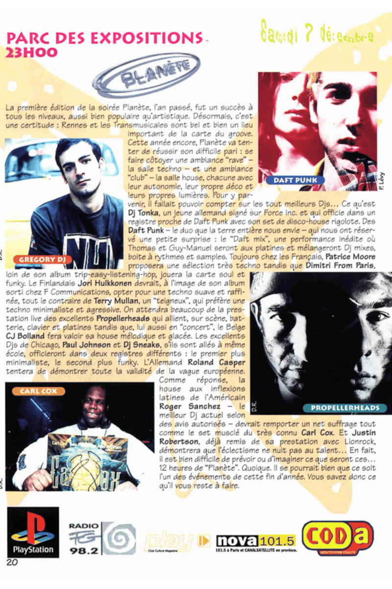 Terry Mullan, DJ Sneaks, Lionrock, Carl Cox, Propellerheads - Rennes - Dec 7, 1996