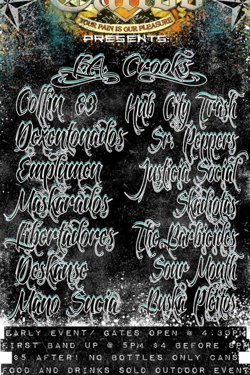 Coffin 83, Sour Mouth, Libertadores, Desatonados, Maskarados - at Arlo Pain Tattoo - Los Angeles, CA - Aug 27, 2011