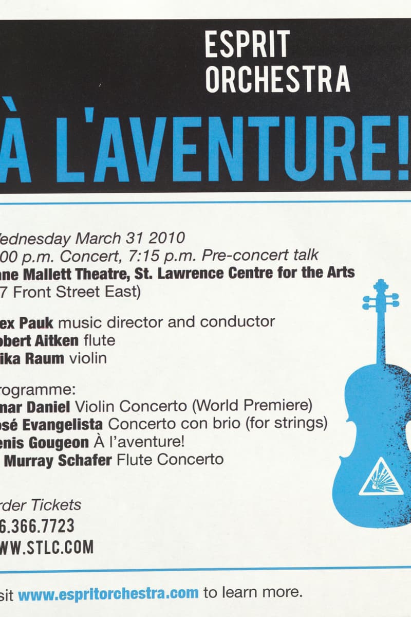 Erika Raum, Esprit Orchestra, Robert Aitken, José Evangelista, Alex Pauk - at Jane Mallett Theatre, St. Lawrence Centre for the Arts - Toronto - Mar 31, 2010
