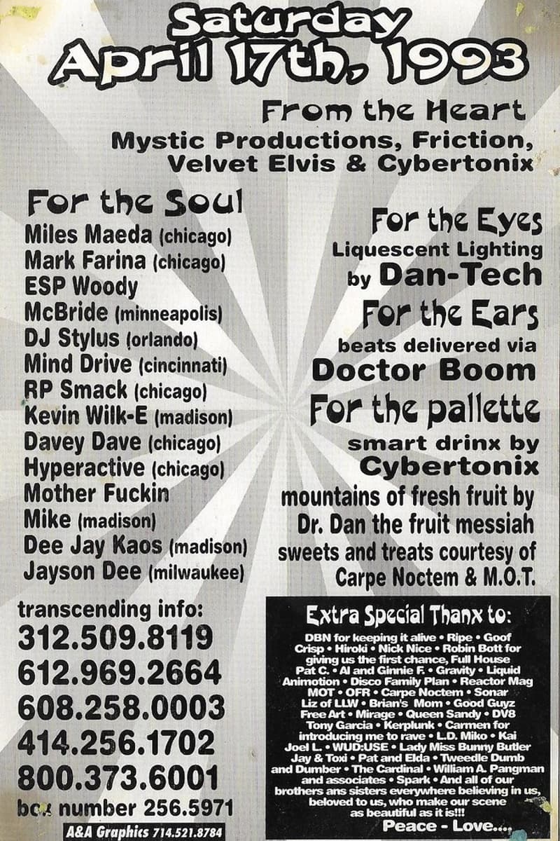 Mark Farina, Mother Fuckin Mike, Davey Dave, Miles Maeda, RP Smack - at From the Heart - Apr 17, 1993