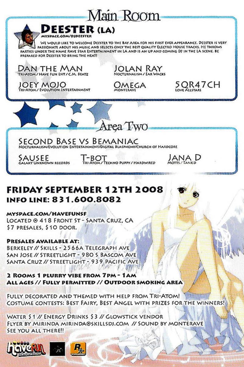 Sausee, T-bot, Joey Mojo, Second Base vs Bemaniac, 5QR47CH - at 418 Front St - Santa Cruz, CA - Sep 12, 2008