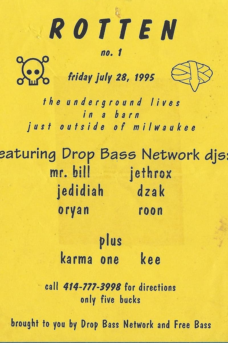 Karma One, Oryan, Dzak, Jedidiah, Jethrox - at The Underground (in a barn) - Milwaukee, WI - Jul 28, 1995