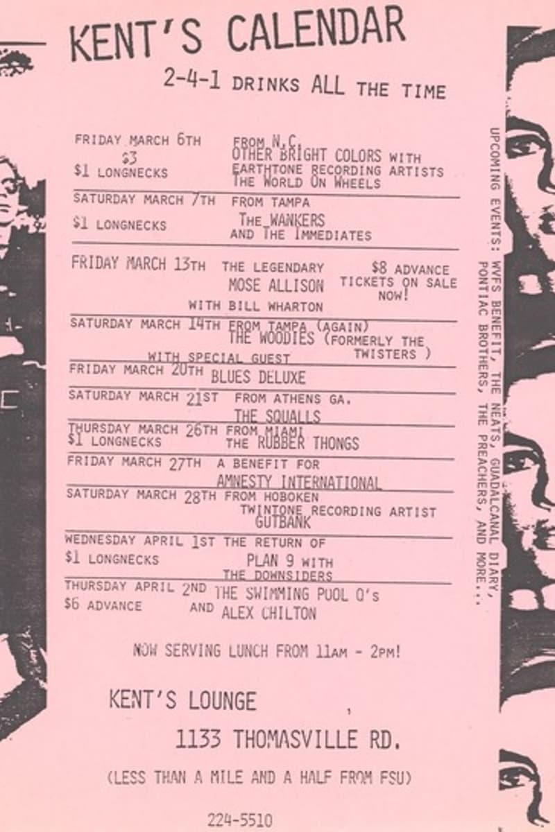 The Immediates, Gutbank, Alex Chilton, The Swimming Pool Q's, The World on Wheels - Tallahassee, FL