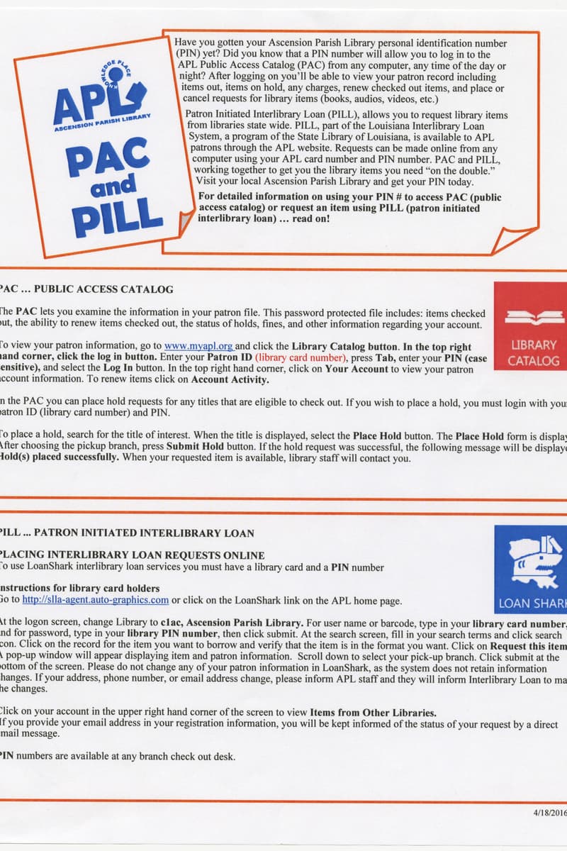 at Ascension Parish Library (APL) - Ascension Parish, LA