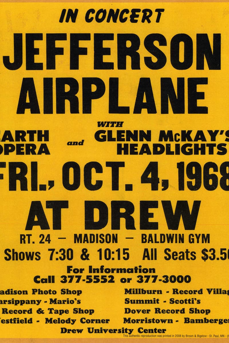 Glenn McKay's Headlights, Jefferson Airplane, Earth Opera - at Drew University Baldwin Gym - Madison, NJ - Oct 4, 1968