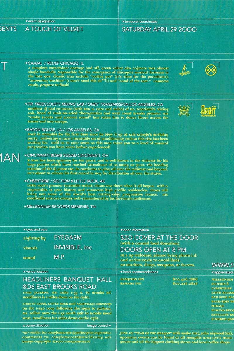 DJ Cecil, Shylock, Simply Jeff, DJ Chaos, Green Velvet - at Headliners Banquet Hall - Memphis, TN - Apr 29, 2000