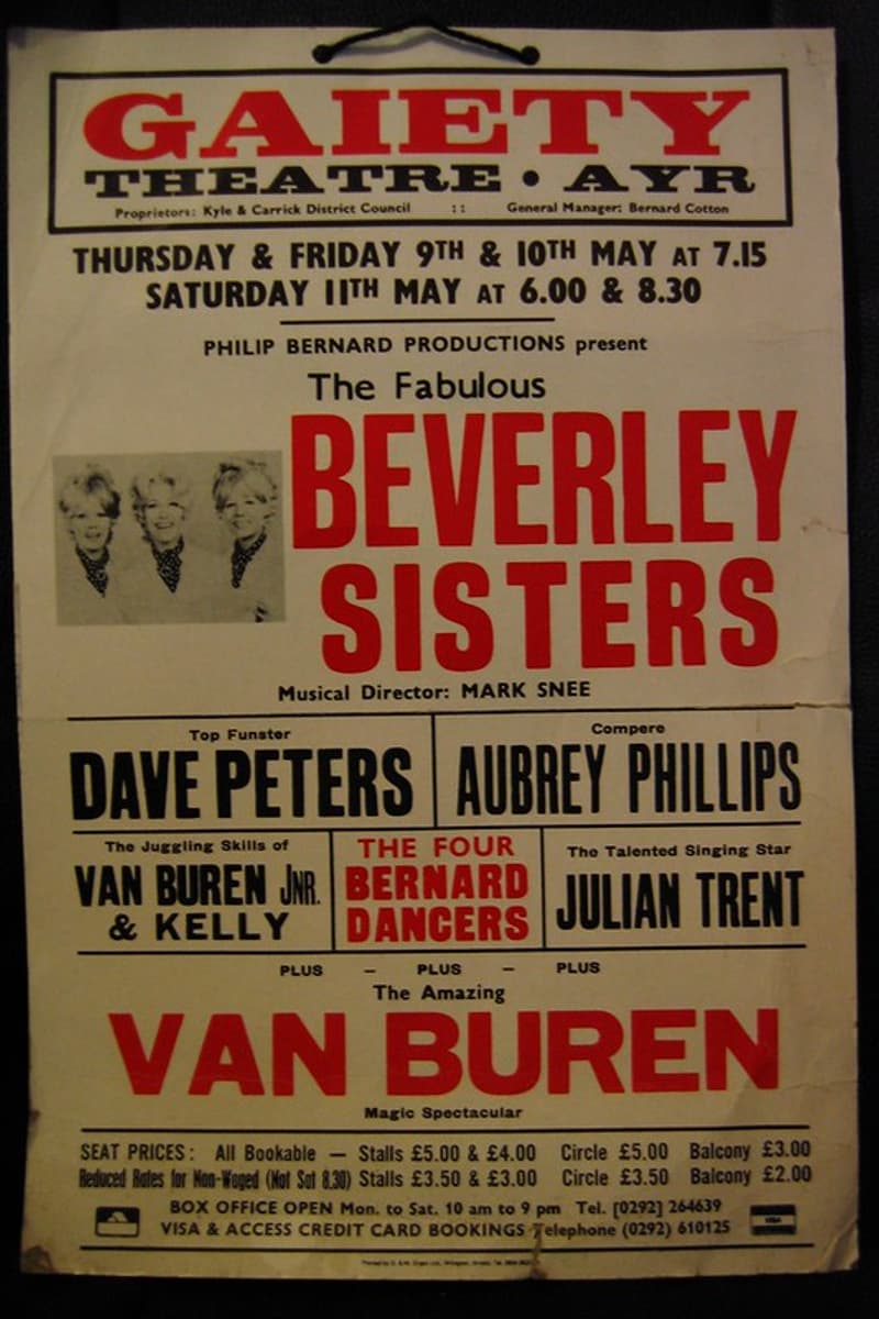 The Beverley Sisters, Aubrey Phillips, Van Buren Jnr. & Kelly, Van Buren, Julian Trent - at Gaiety Theatre - Ayr