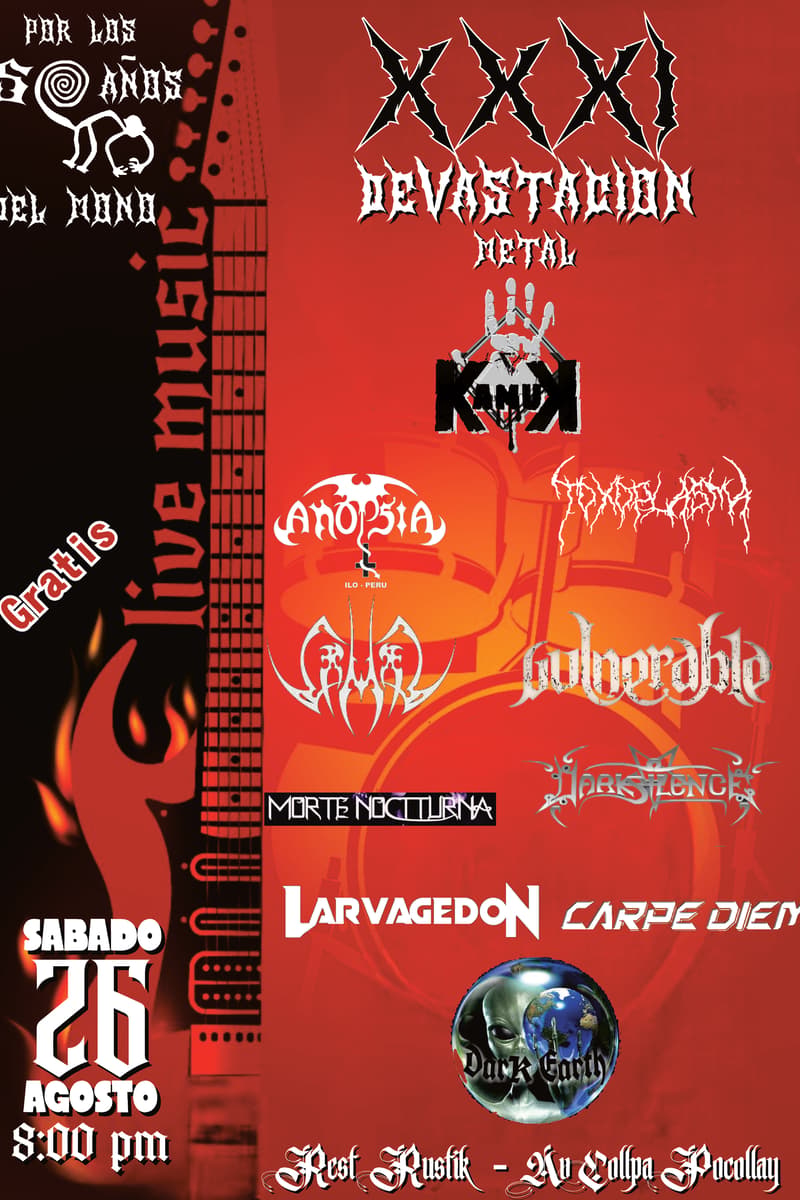 Anopsia, Dark Earth, Vulnerable, Carpe Diem, Larvagedon - at Rest Rustik - Tacna - Aug 26, 2023