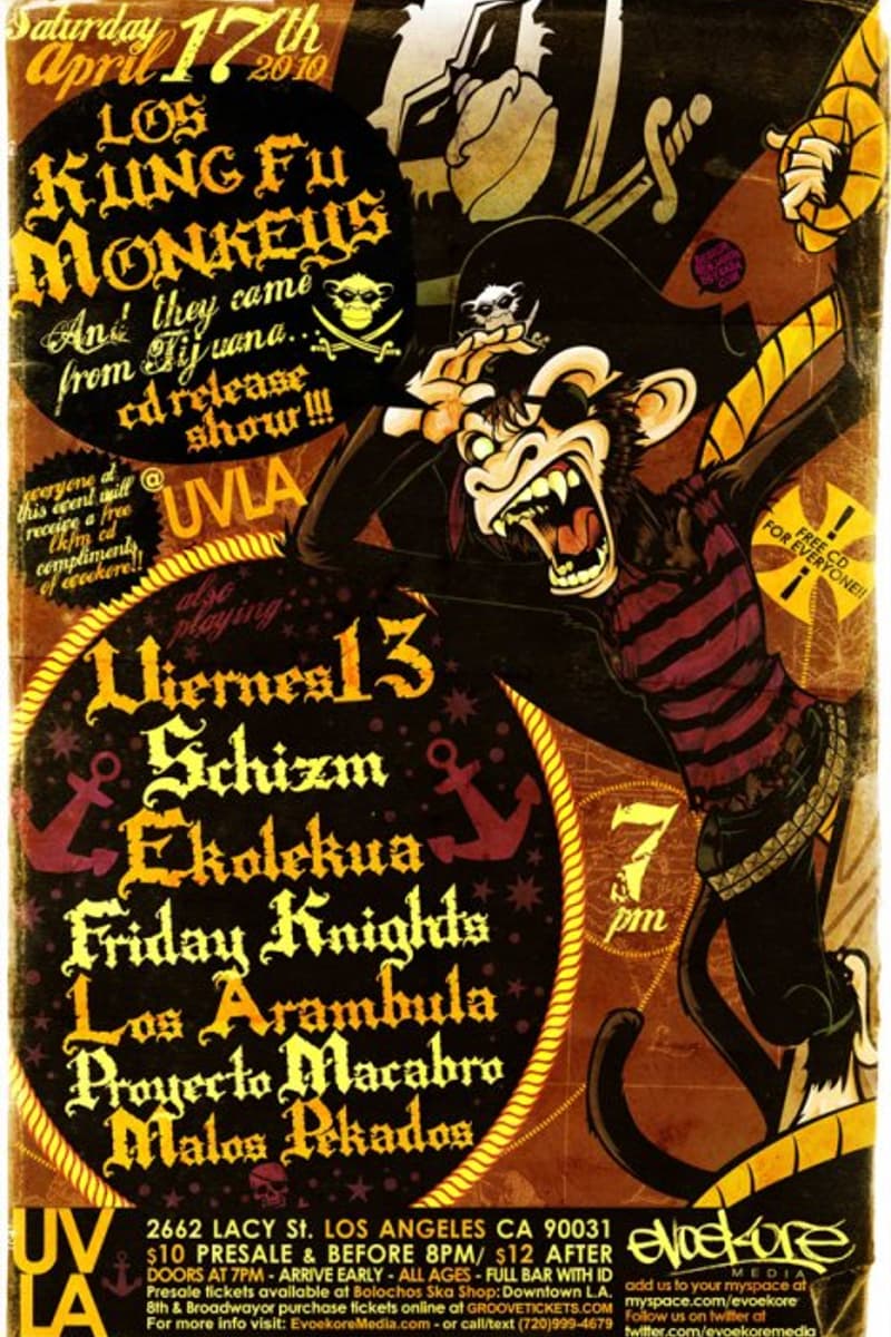 Los Arambula, Proyecto Macabro, Los Kung Fu Monkeys, Viernes 13, Friday Knights - at UVLA - Los Angeles, CA - Apr 17, 2010