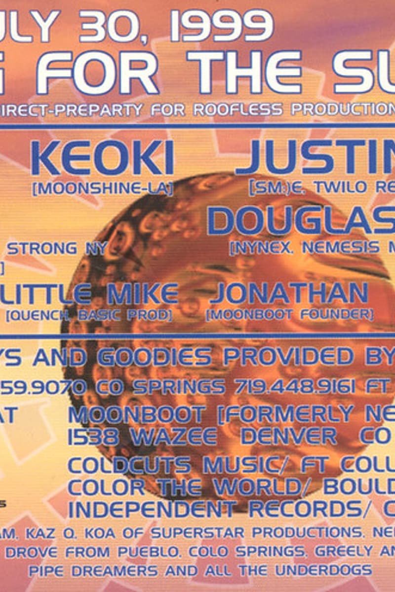 Justin Nichols, Little Mike, Jonathan, Douglas Alexander, Nutmeg - at Moonboot [formerly New Pipe Dreams] - Denver, CO - Jul 30, 1999
