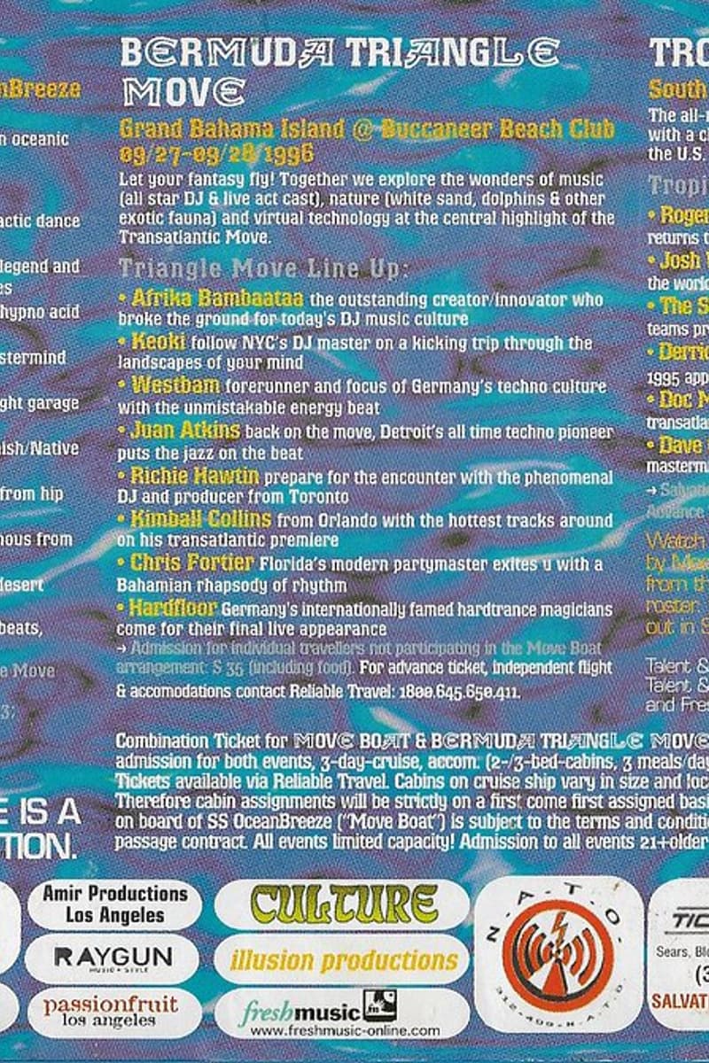 Afrika Bambaataa, Afrika Islam feat. Zulu Nation All Stars, Supa DJ Dmitry, The Stickmen, Marques Wyatt - Miami / Grand Bahama Island / South Miami Beach, FL - Sep 27, 1996