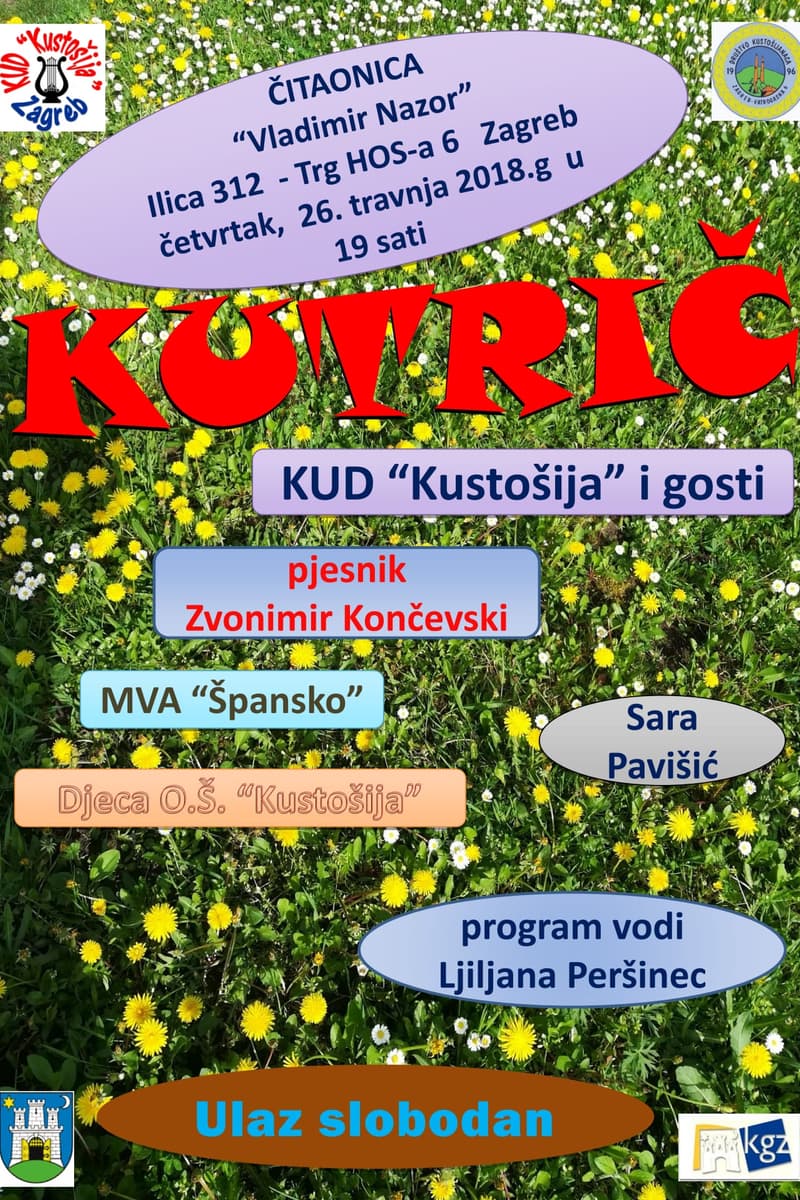 MVA "Špansko", Djeca O.Š. "Kustošija", Zvonimir Končevski, KUD "Kustošija", Sara Pavišić - at Čitaonica "Vladimir Nazor" - Zagreb - Apr 26, 2018