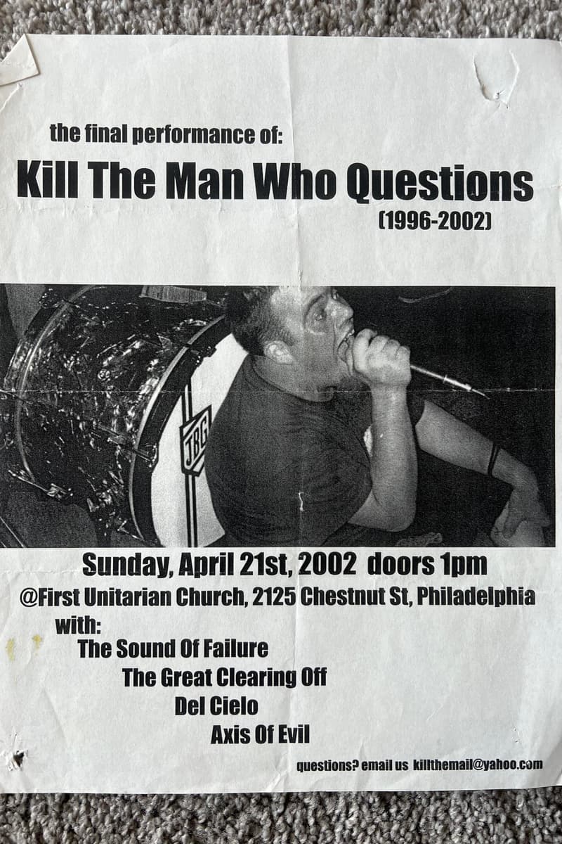 The Sound Of Failure, Axis Of Evil, The Great Clearing Off, Del Cielo, Kill The Man Who Questions - at First Unitarian Church - Philadelphia, PA - Apr 21, 2002