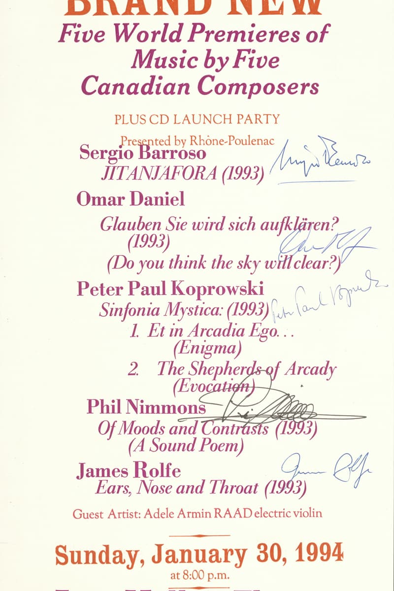 Phil Nimmons, Istvan Anhalt, Chris Paul Harman, Esprit Orchestra, Peter Paul Koprowski - at Jane Mallett Theatre, St. Lawrence Centre - Toronto - Jan 30, 1994