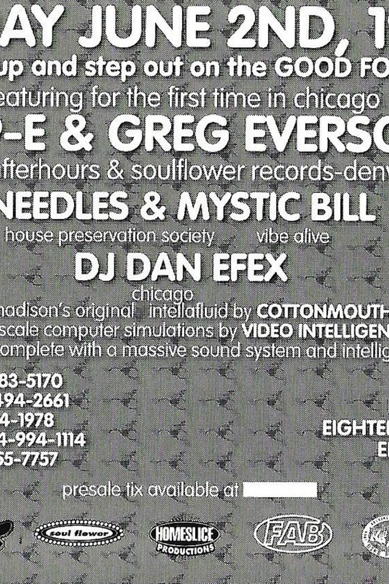 Greg Eversoul, COTTONMOUTH, Needles, Hipp-E, DJ Dan Efex - at Location TBA - Chicago, IL - Jun 2, 1995