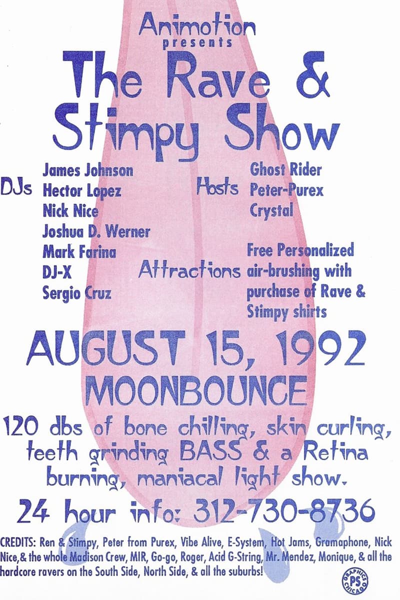 Crystal, Mark Farina, DJ-X, Sergio Cruz, Ghost Rider - at Moonbounce - Chicago, IL - Aug 15, 1992